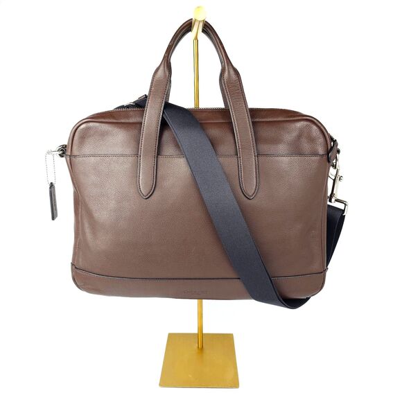 COACH Hamilton Crossbody Convertible Laptop Bag Old Money Brown Pebbled Leather - Picture 1 of 16